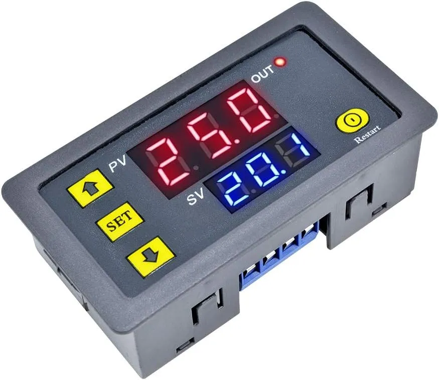 2Pcs Timer Delay Relay Programmable Cycle Timer Switch ON-Off Control LED Digital Display Time Relay Module (DC12V/20A) Gray