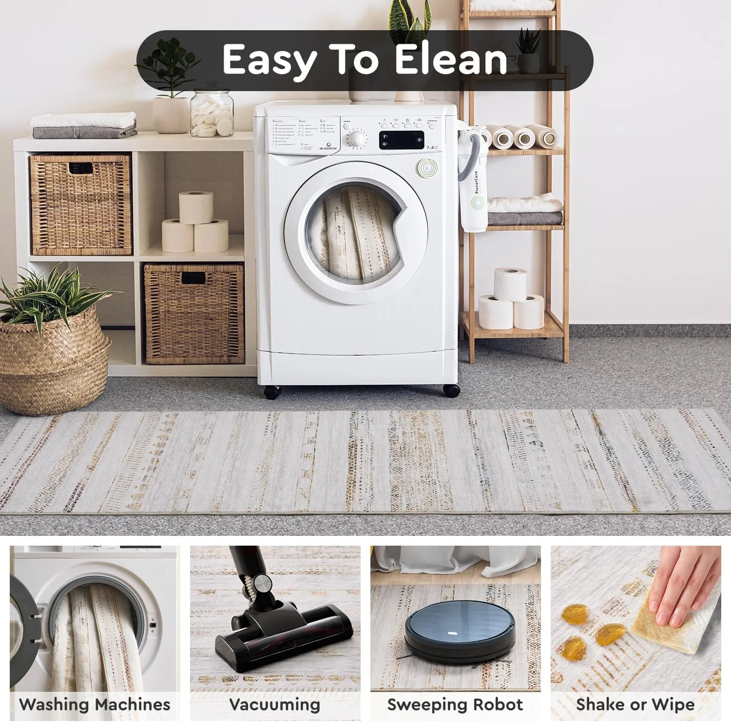 2x10 Runner Rug Machine Washable Non Slip Area Rug Distressed Neutral Moroccan Boho Rug Ultra Soft Floor Runners for Hallways for Entryway Laundry Room Kitchen, Multi