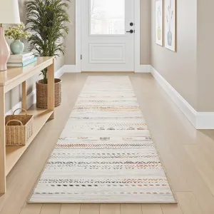 2x10 Runner Rug Machine Washable Non Slip Area Rug Distressed Neutral Moroccan Boho Rug Ultra Soft Floor Runners for Hallways for Entryway Laundry Room Kitchen, Multi