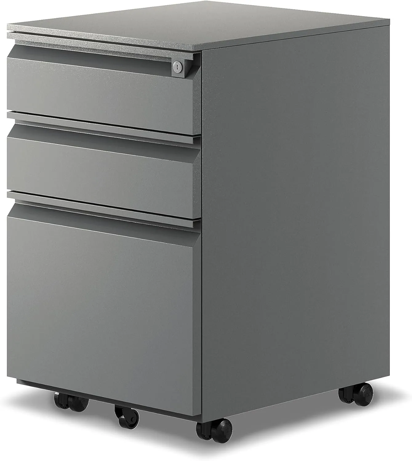 3-Drawer Mobile File Cabinets Rolling ，Vertical Metal Filing Cabinet for Legal & Letter File Anti-tilt Design with Lock Under Desk Office Drawers Fully Assembled (Grey)
