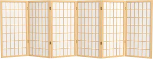 3 ft. Short Window Pane Shoji Screen - Natural - 6 Panels