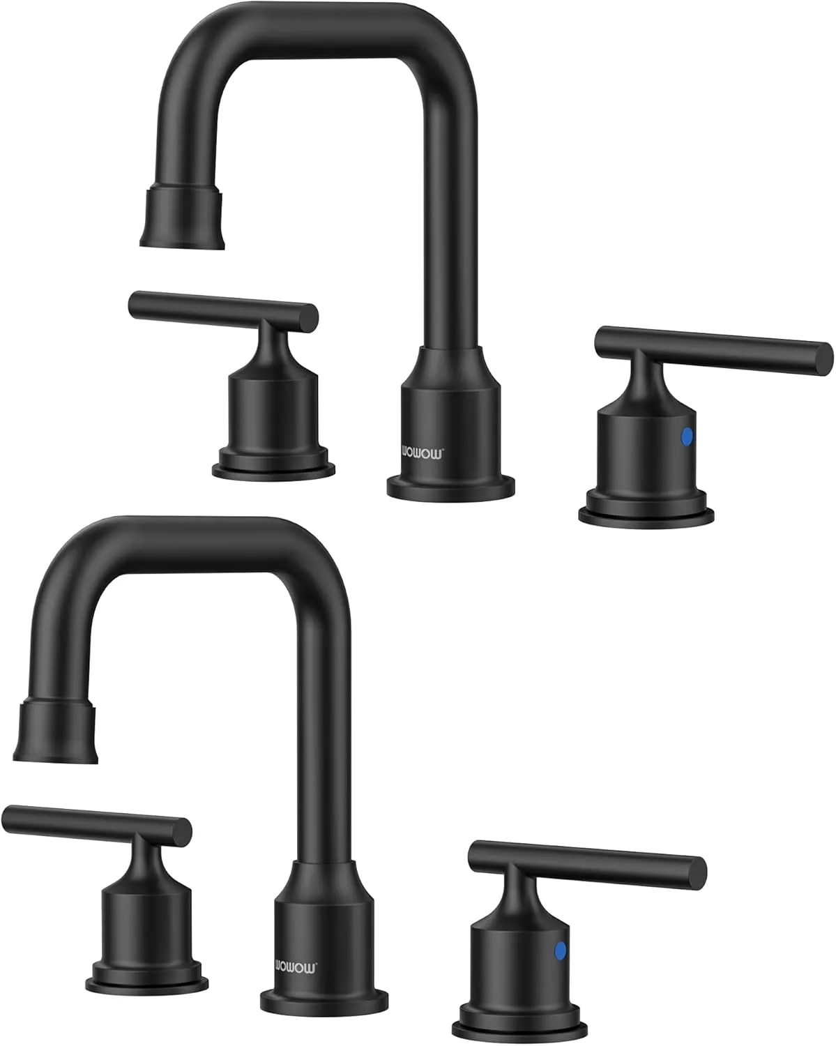 3 Hole Bathroom Faucet Black: WOWOW 8 Inch Bathroom Sink Faucet Widespread, Two Handle Vanity Faucet with Pop-up Drain and Supply Lines, 360 Swivel Lavatory Faucet High Arc Modern Tap (2 Sets)