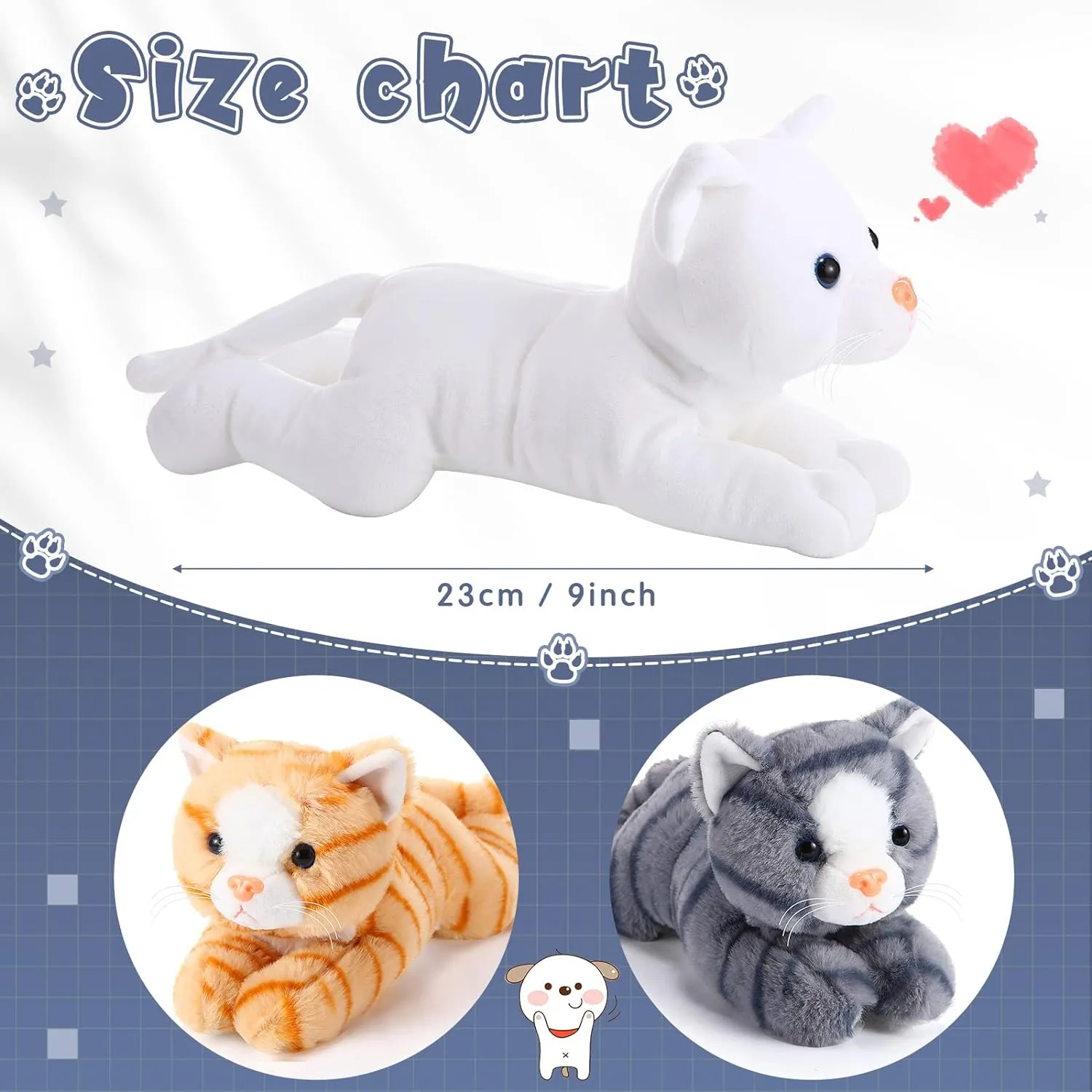 3 Pcs 9 Inch Cat Stuffed Animal Plush Gift Cute Kitten Plush Toys Small Cat Stuffed Animal Sleeping Gifts for Boys Girls Pet Party Favors(Classic Style)
