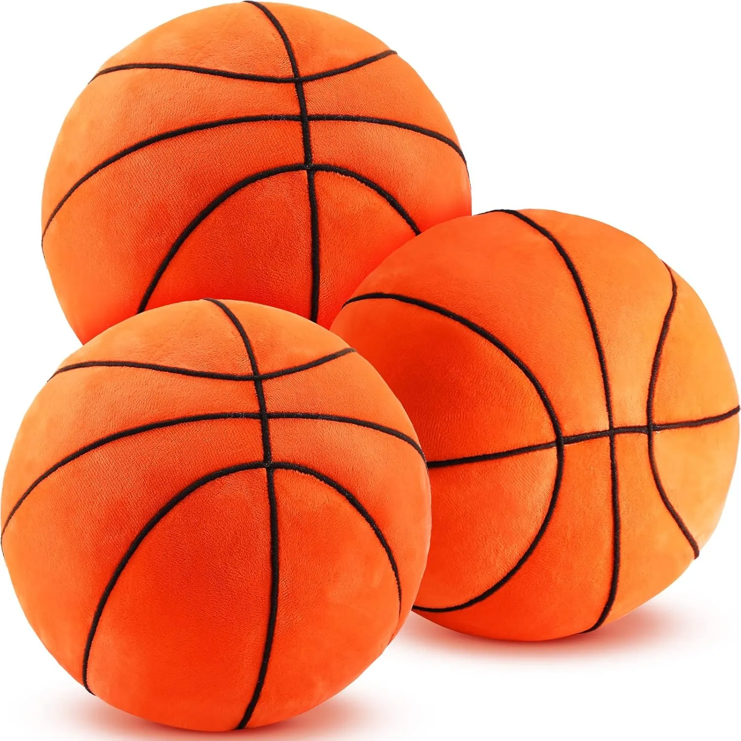 3 Pcs Plush Basketball Pillows 7.87 in Stuffed Basketball Throw Pillows Cushions Soft Fluffy Sports Ball Room Decors for Boys Kids Teens Girls Bedroom Decorations Birthday Gifts