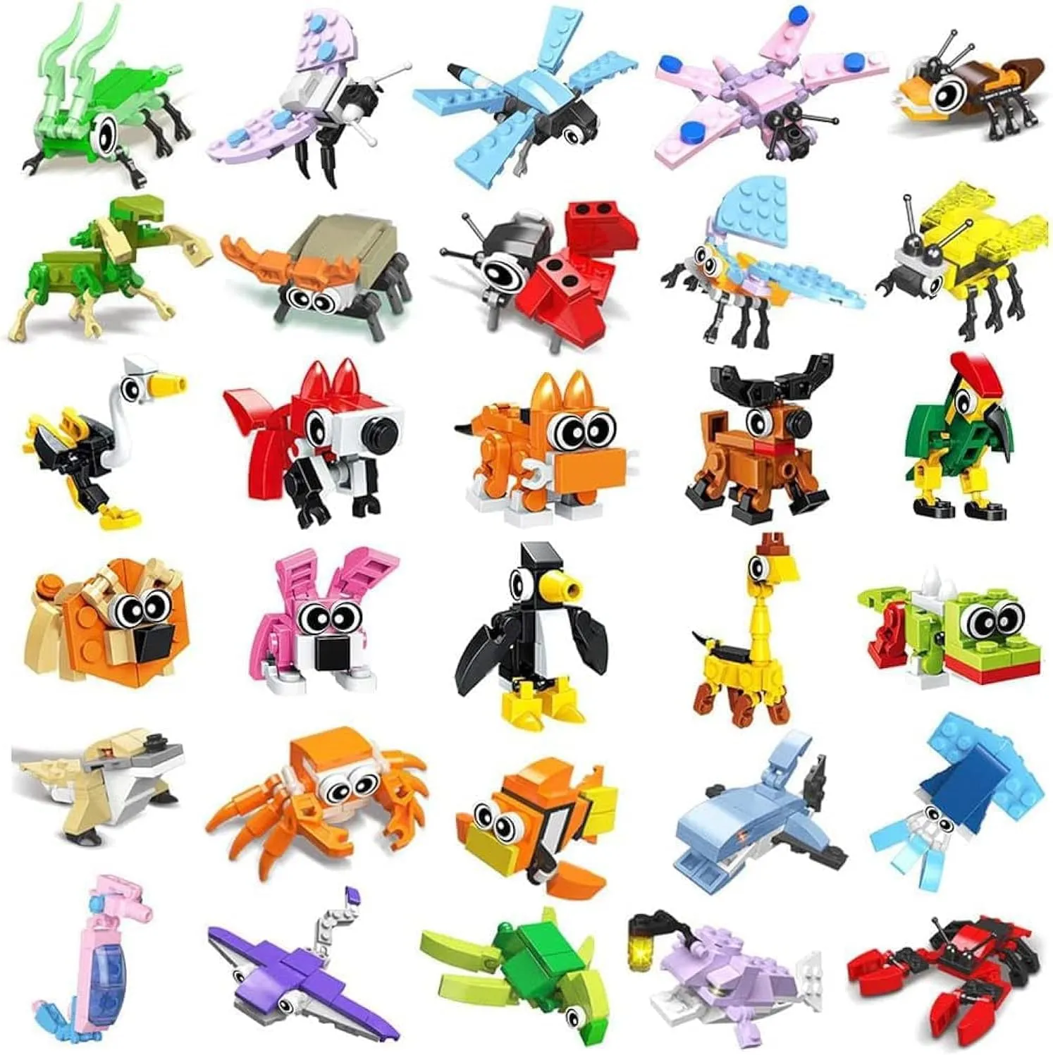 30 Boxes Building Block Party Favors for Kids - Ocean Animal Building Kits & Insects Sets, Perfect for Birthday Parties & Gifts