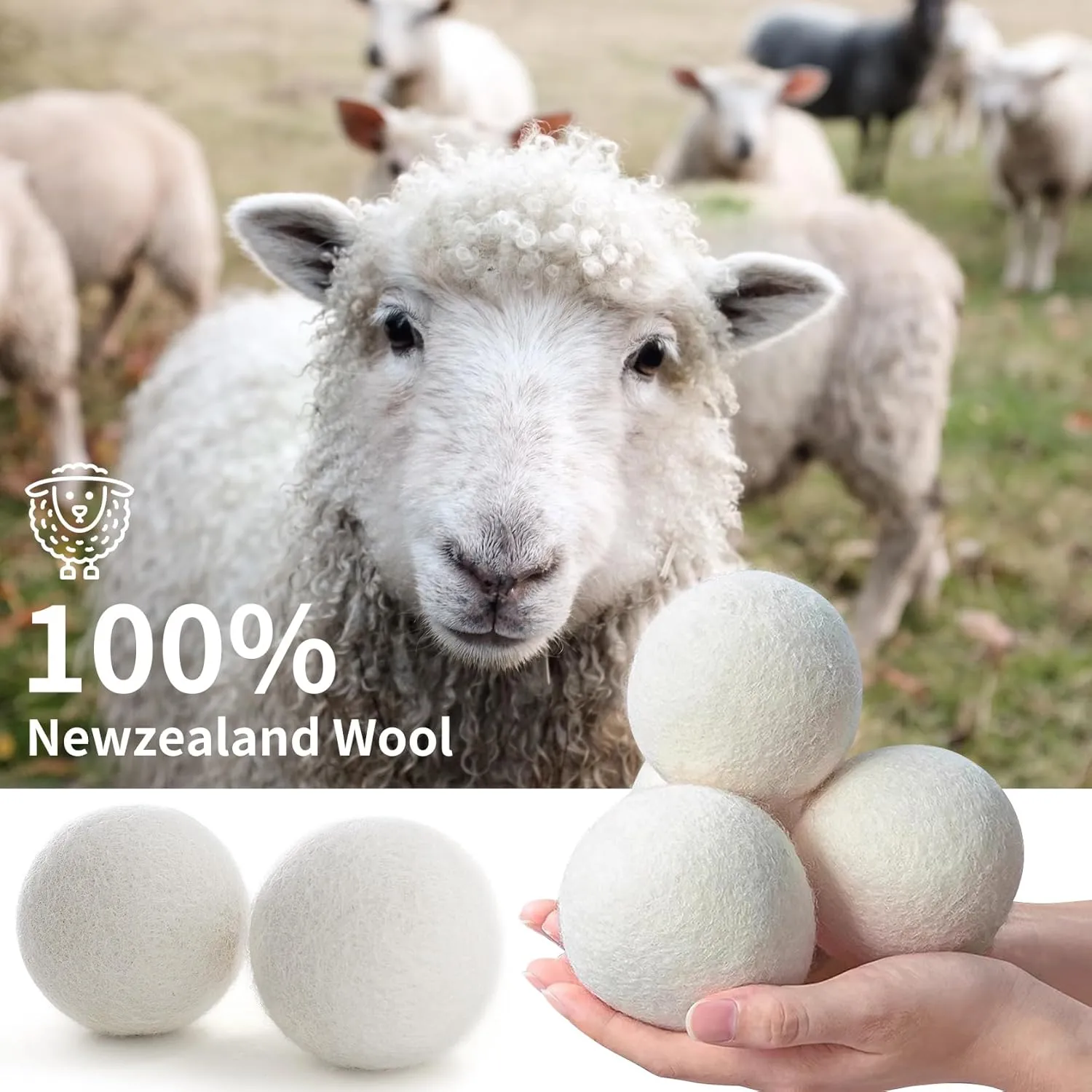 30-Pack Wool Dryer Ball Set XL Reusable Organic Wool Balls for Dryer Fabric Softener Balls with 1 Storage Bag Reduces Wrinkles, Shortens Drying time