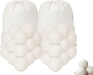 30-Pack Wool Dryer Ball Set XL Reusable Organic Wool Balls for Dryer Fabric Softener Balls with 1 Storage Bag Reduces Wrinkles, Shortens Drying time