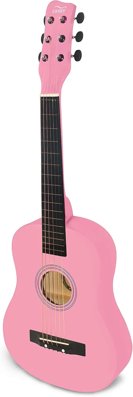 30” Wooden Pink Acoustic Guitar/Girls Gift/Kids Musical Toys/Musical Instrument for age 3-5 5-9