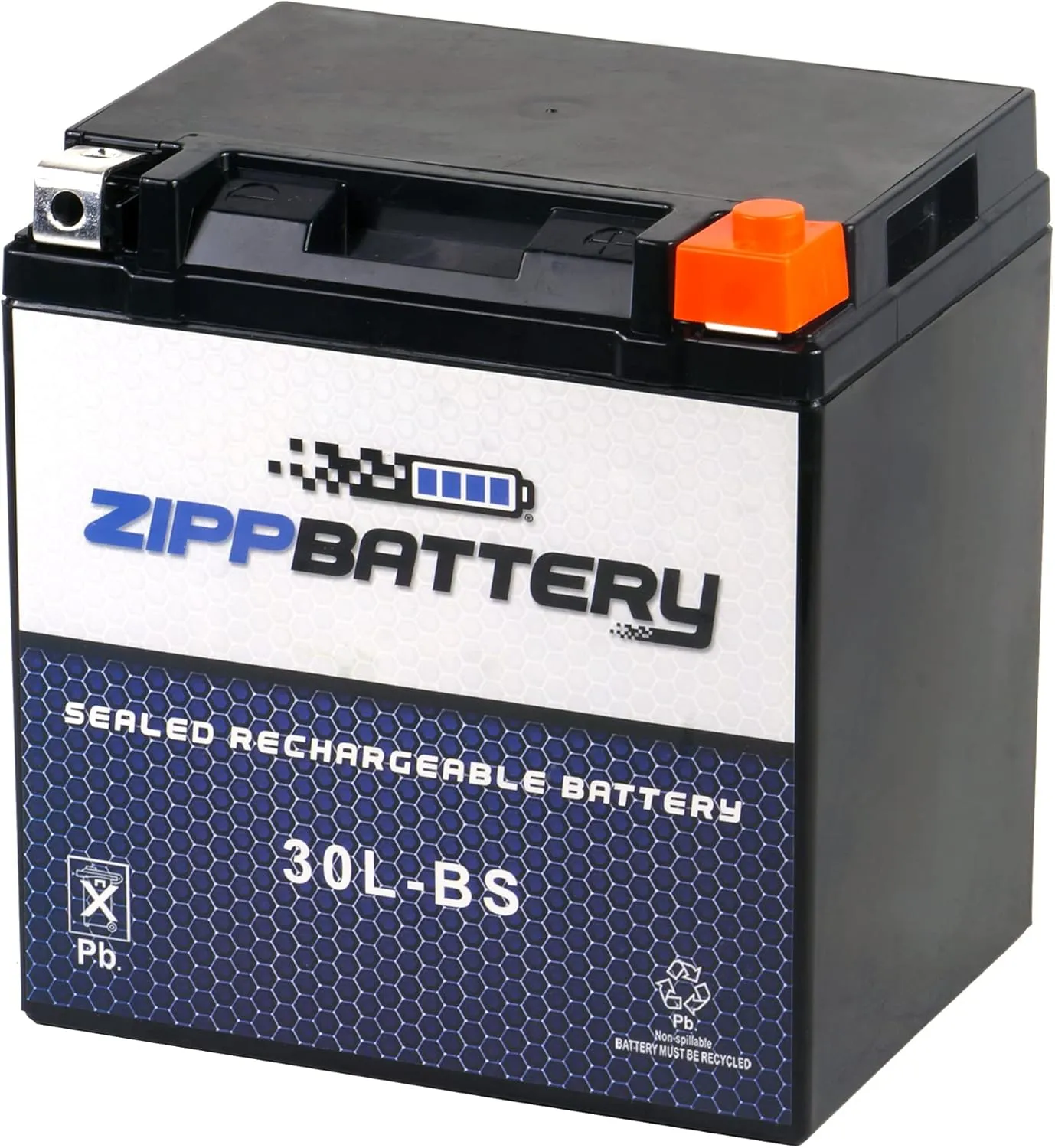 30L-BS Maintenance-Free 12V 30Ah Battery Replacement for ATV, Motorcycle, Jet Skis, Scooter, UTV, and More - Nut and Bolt (T3) Terminal