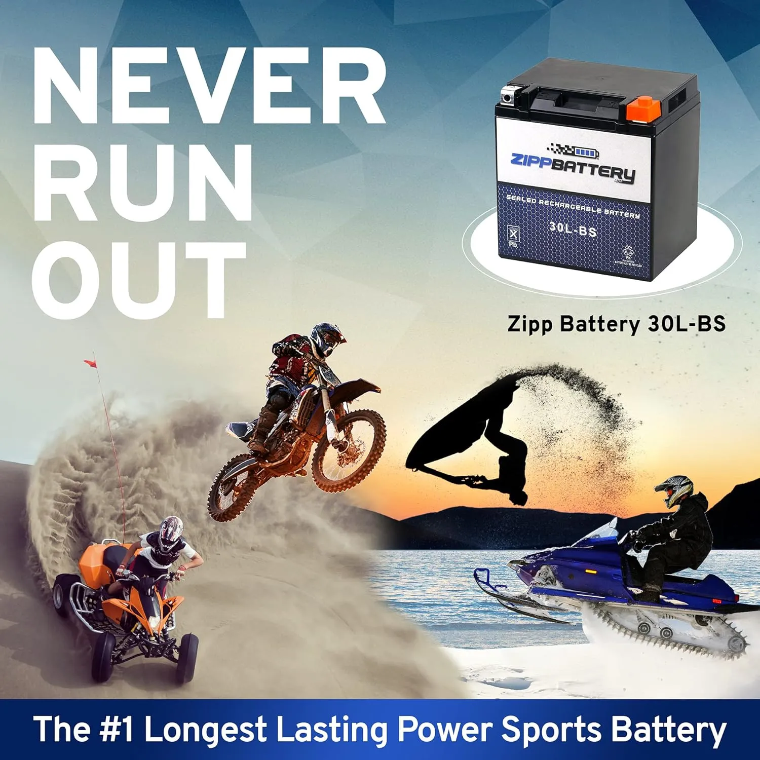 30L-BS Maintenance-Free 12V 30Ah Battery Replacement for ATV, Motorcycle, Jet Skis, Scooter, UTV, and More - Nut and Bolt (T3) Terminal