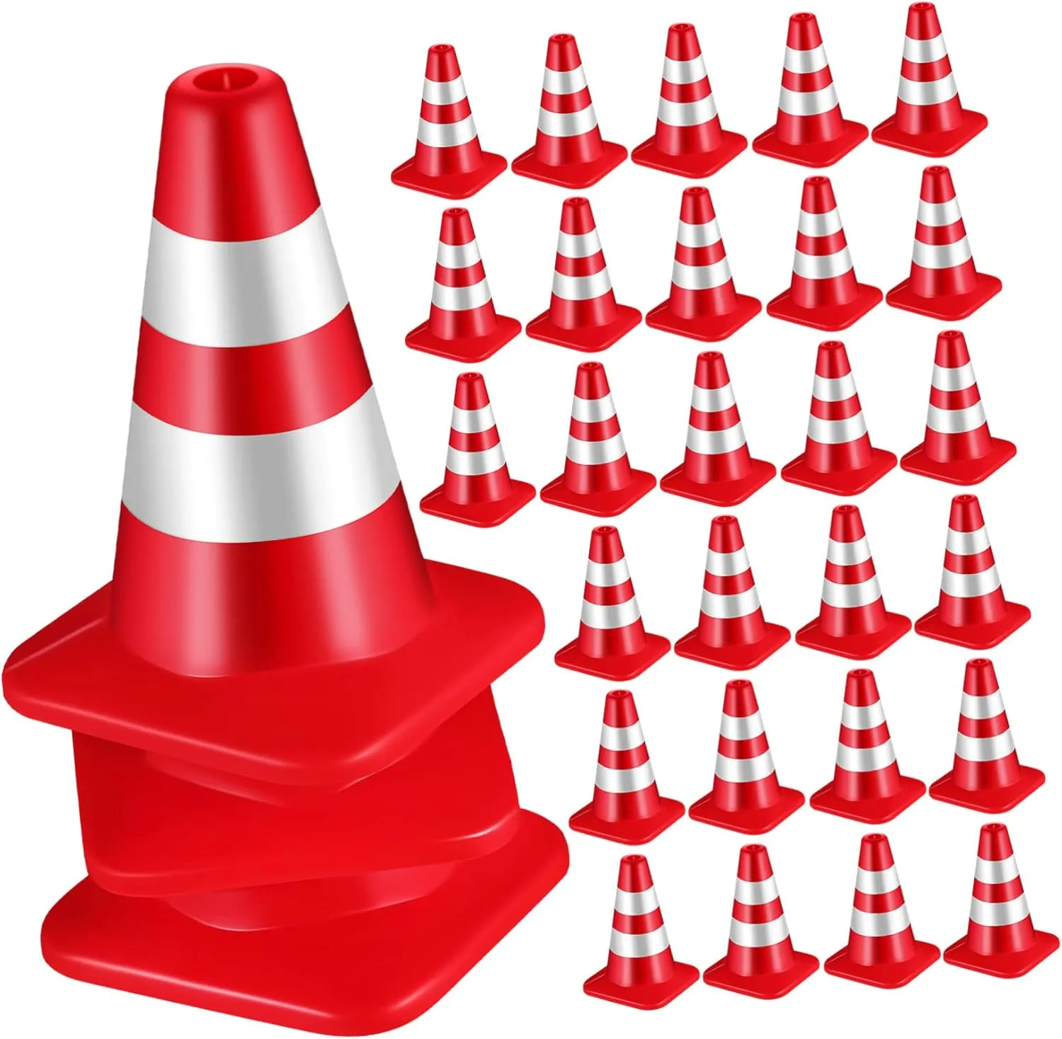 30pcs Mini Traffic Cones Toy for Boy Girl Bright Colored Miniature Traffic Signs for Sand Table Engineering Play Educational Learning Props for Boys and Girls