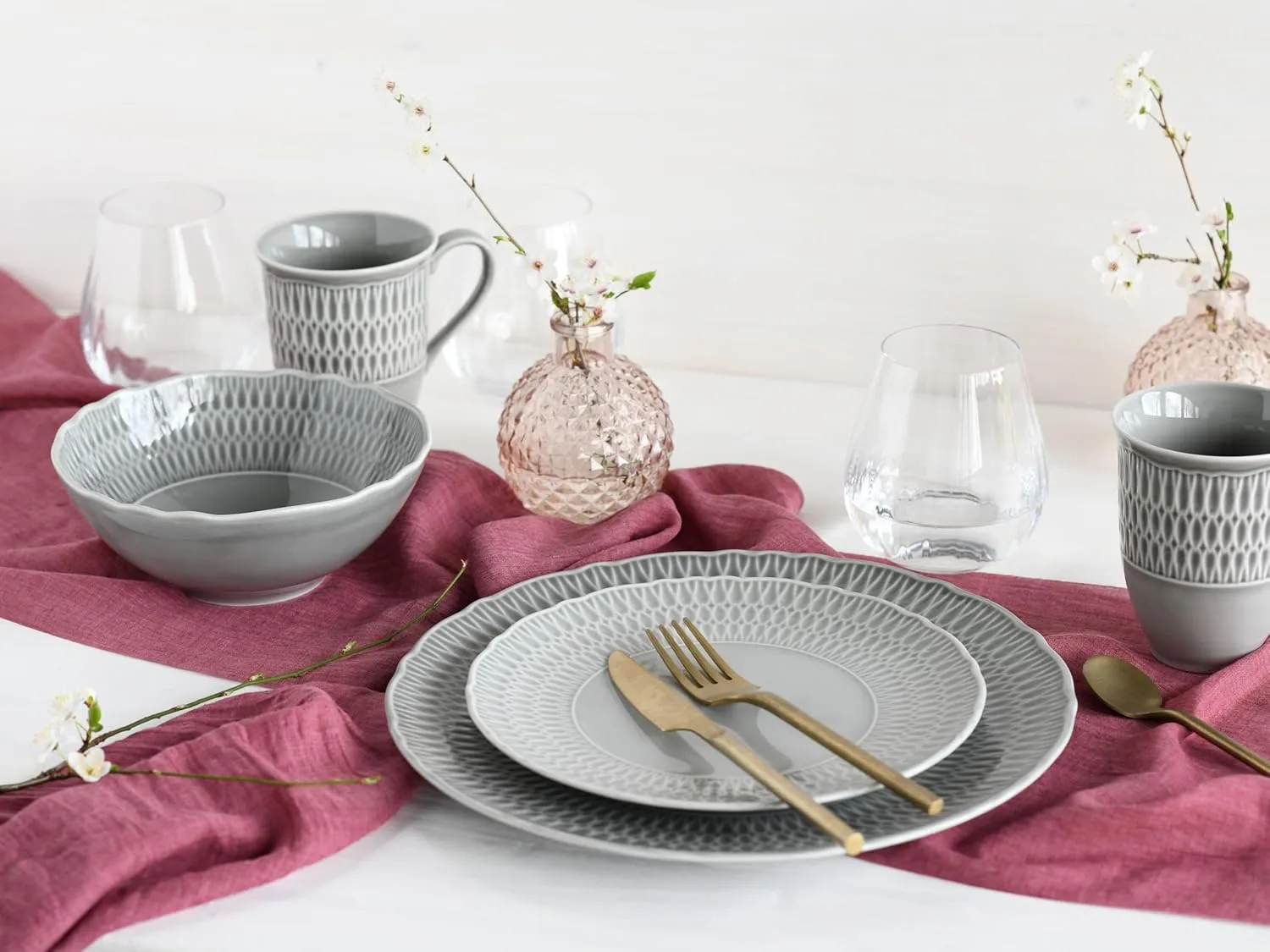 33088, Sofia - Stone Series, 16-Piece Crockery Set for 4 People, Porcelain Crockery Set, Dishwasher and Microwave Safe, Made in Europe
