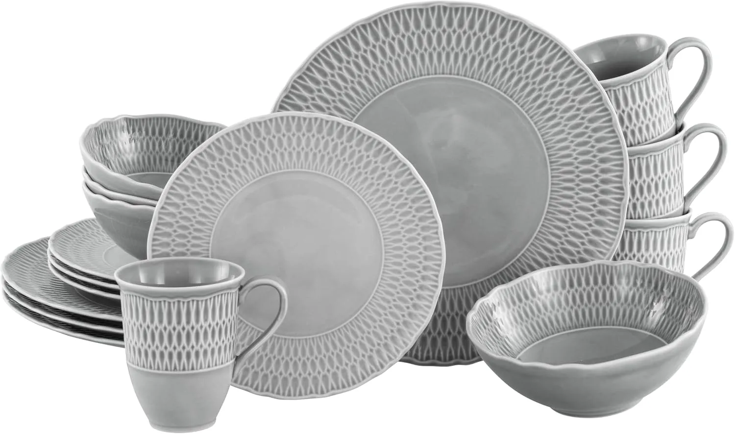 33088, Sofia - Stone Series, 16-Piece Crockery Set for 4 People, Porcelain Crockery Set, Dishwasher and Microwave Safe, Made in Europe