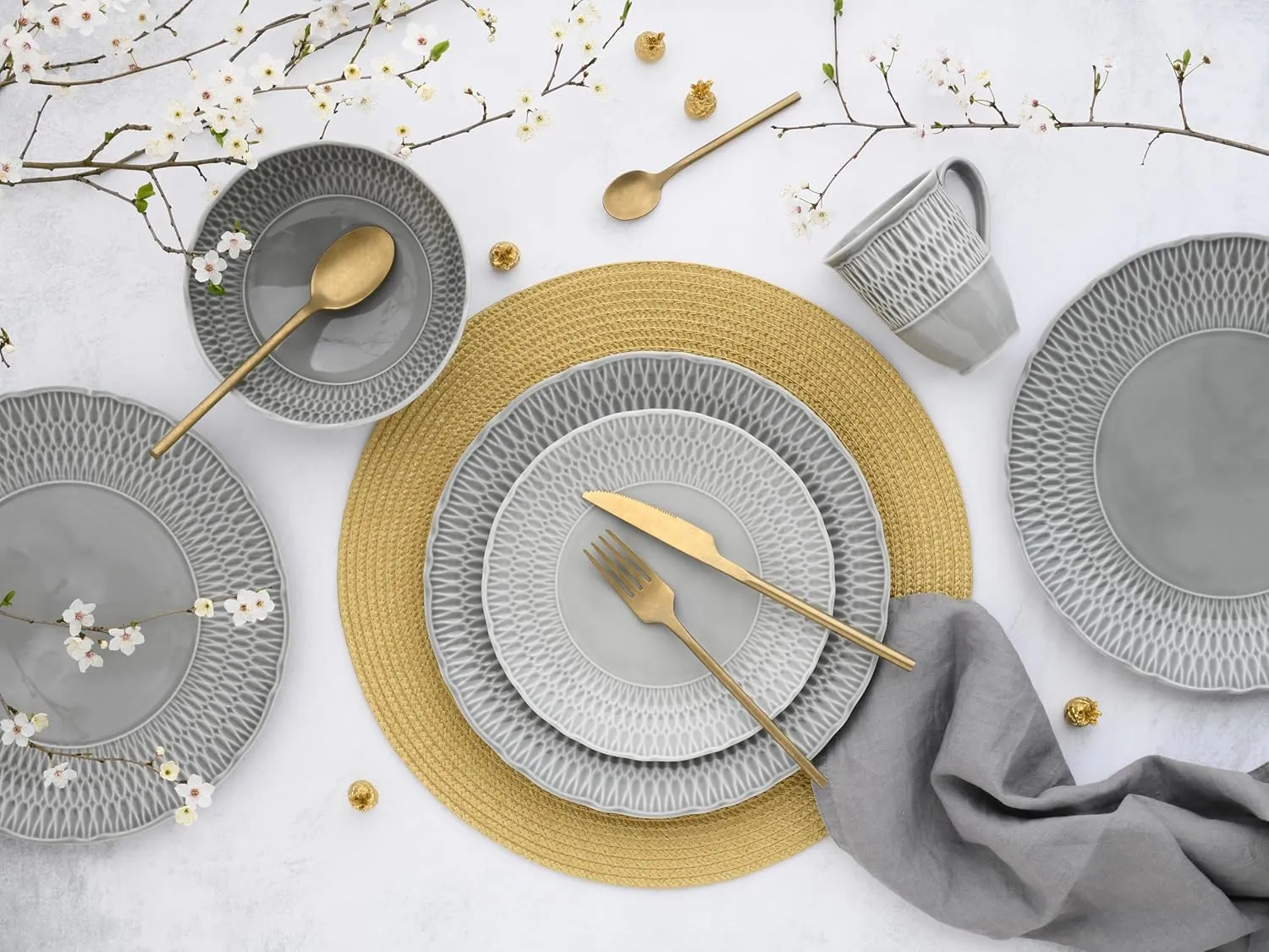 33088, Sofia - Stone Series, 16-Piece Crockery Set for 4 People, Porcelain Crockery Set, Dishwasher and Microwave Safe, Made in Europe