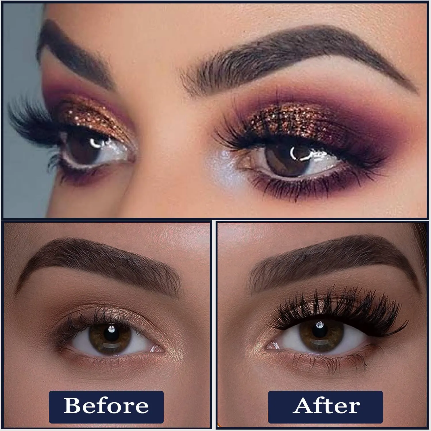 3D Magnetic Eyelashes and Eyeliner Kit - 10 Pairs Reusable Magnetic Lashes Natural Look, Upgraded Long-Lasting 4 Tube Waterproof Liner with Application - Cruelty Free,Easy