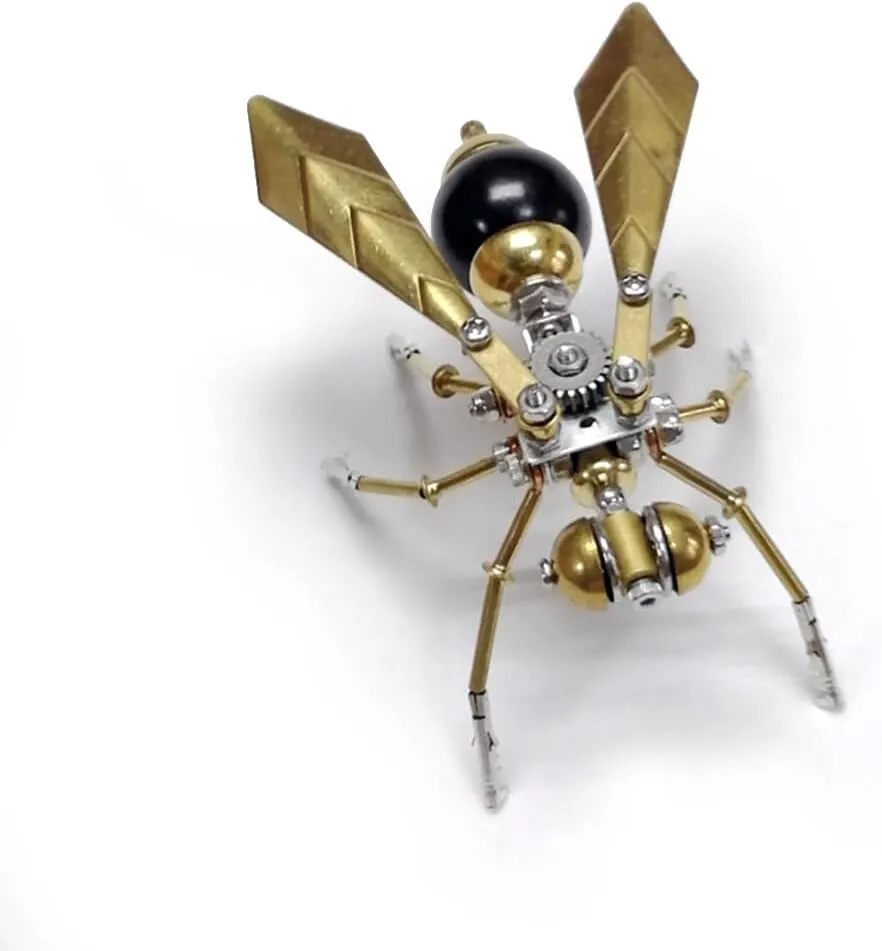 3D Steampunk Metal Mechanical Hornet Model, 100 PCS 3D Metal Puzzle Toys 3D Jigsaw Puzzle Handmade Crafts Ornament DIY Assembly Kits for Teens & Adult