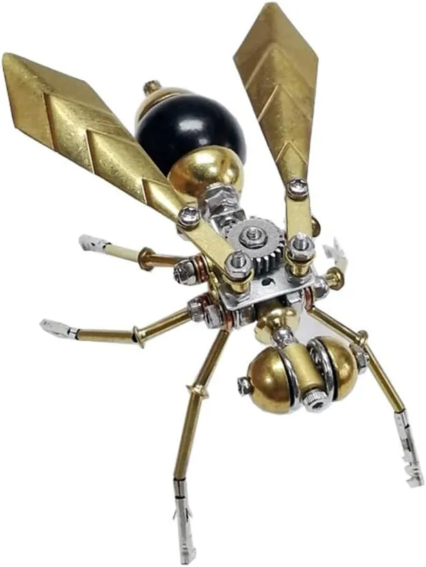 3D Steampunk Metal Mechanical Hornet Model, 100 PCS 3D Metal Puzzle Toys 3D Jigsaw Puzzle Handmade Crafts Ornament DIY Assembly Kits for Teens & Adult