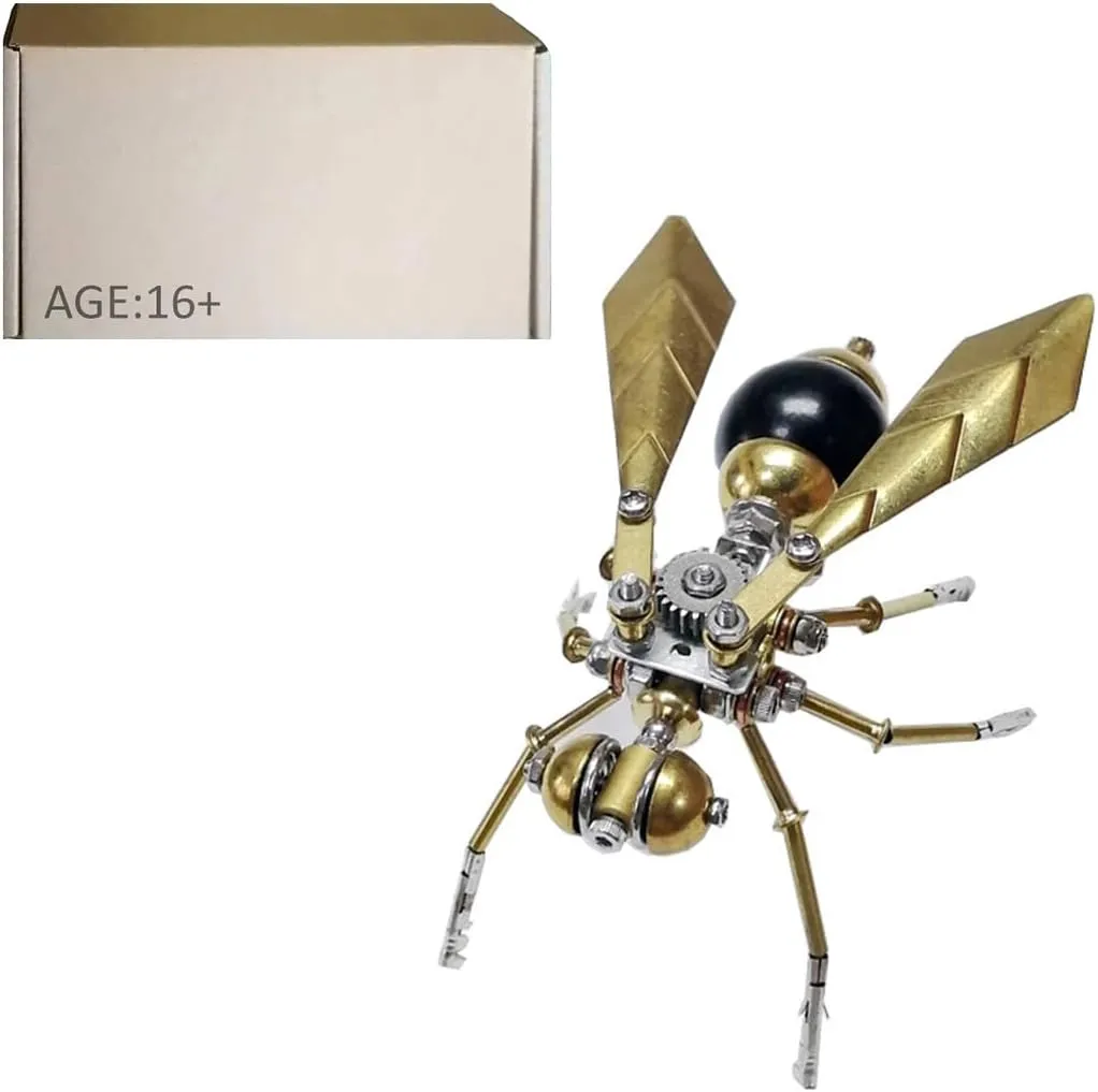 3D Steampunk Metal Mechanical Hornet Model, 100 PCS 3D Metal Puzzle Toys 3D Jigsaw Puzzle Handmade Crafts Ornament DIY Assembly Kits for Teens & Adult
