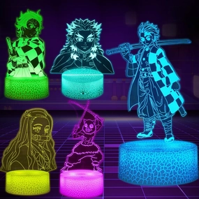 3D Demon Slayer Illusion Lights 5 Patterns and 16 Colors Room Decorative Lights with Remote Control, Birthday Christmas Gifts for Kids, Boys and Girls