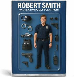 3D Effect Police Officer Custom Figure Personalized Rectangle Flat Acrylic Block Plaque, Unique Father's Day Gift For Police Officers, Dad, Husband [MALE version ONLY]