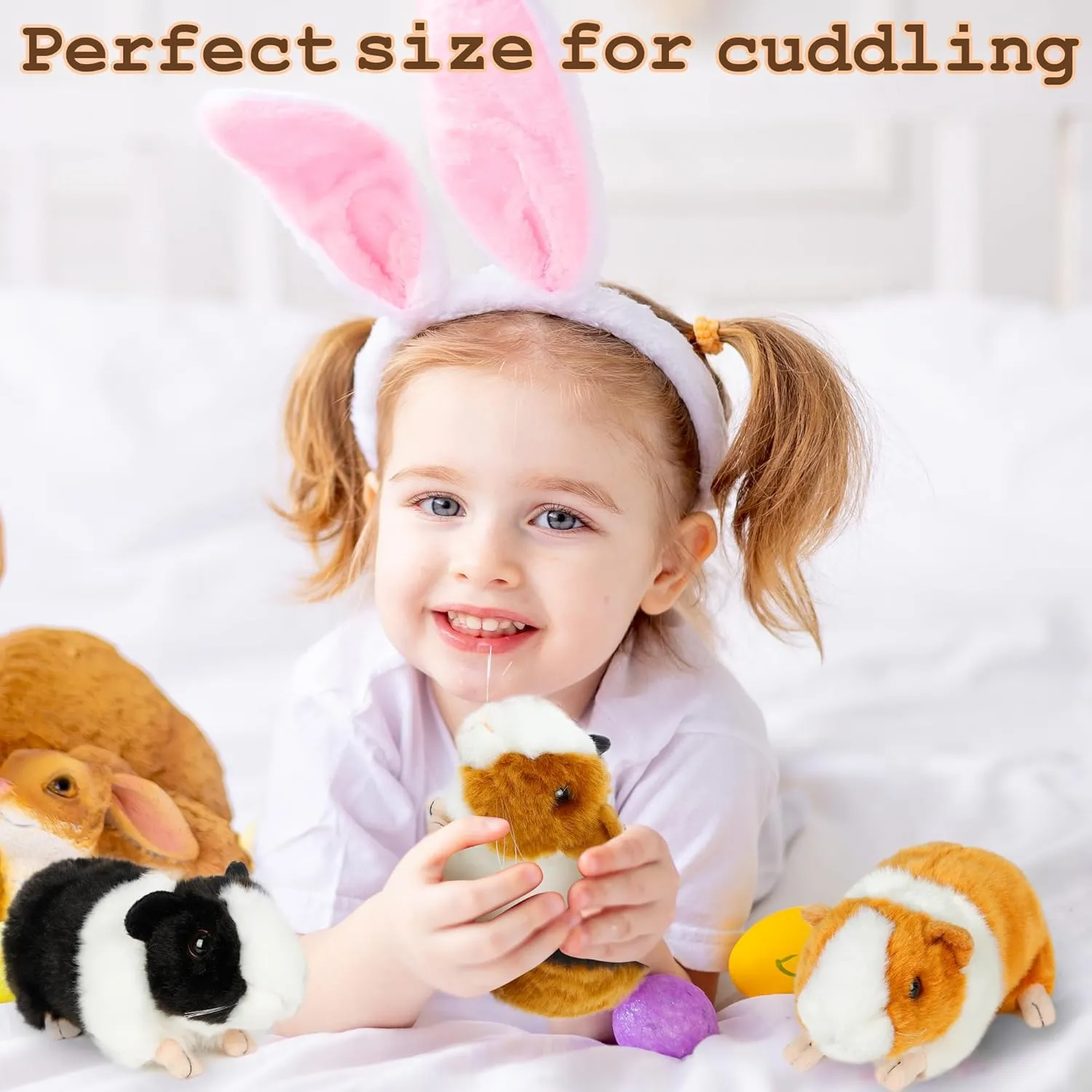 3pc Guinea Pig Stuffed Animals - Realistic Plush Cute Plushie Toys for Kids, Small Live Animals Pet Doll Toy for Boys Girls Birthday