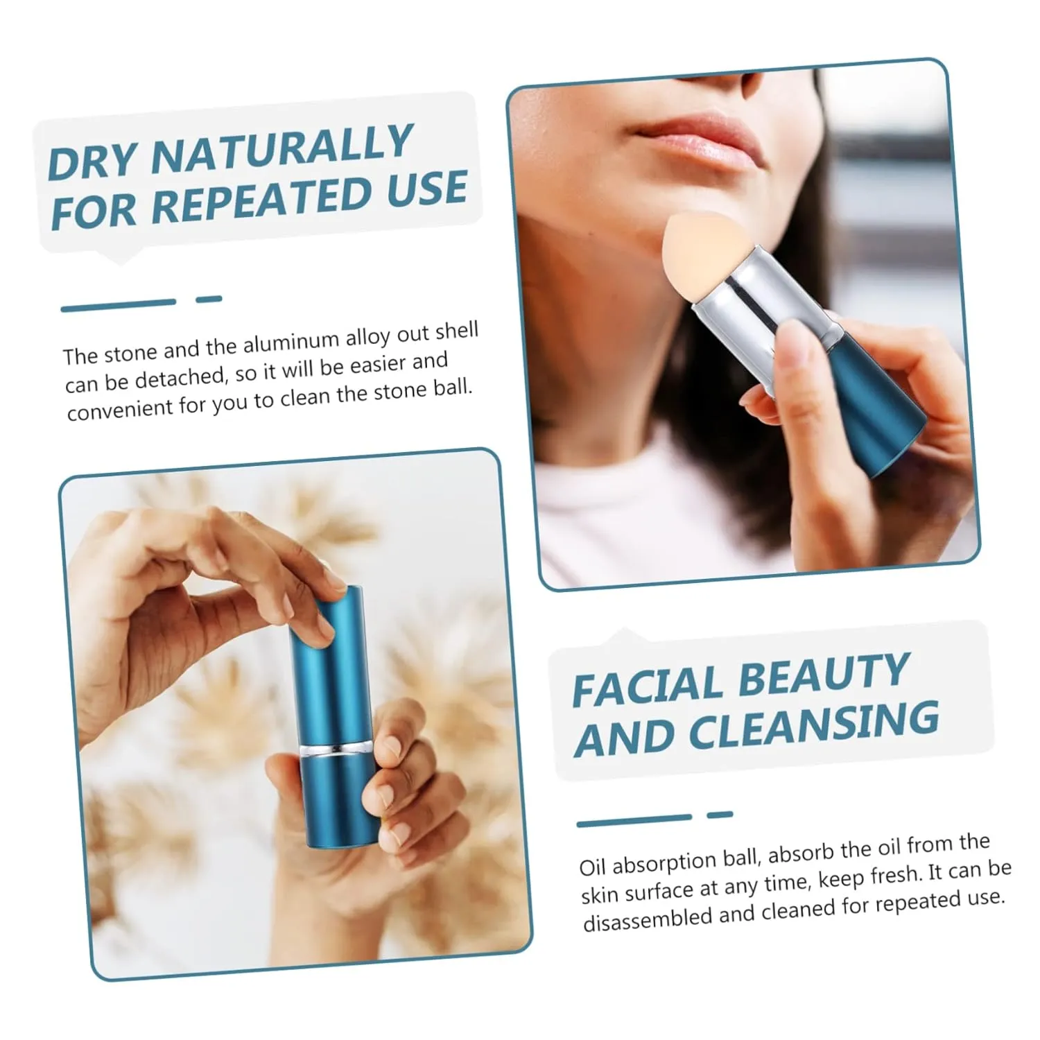 3pcs Absorbing Stick Makeup Sponge Portable Facial Roller for Oil Control Skin Care Circulation Lightweight Easy to Use