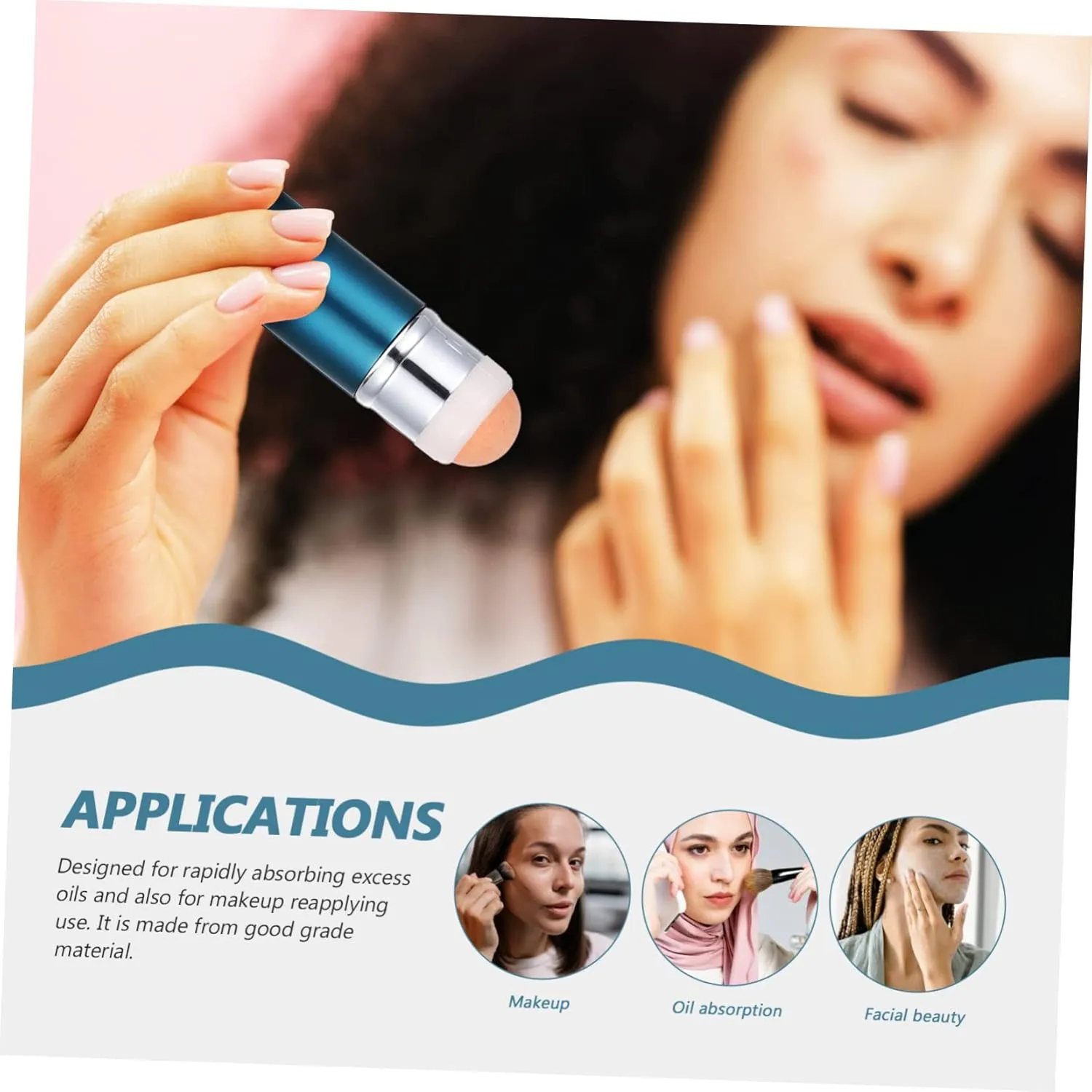 3pcs Absorbing Stick Makeup Sponge Portable Facial Roller for Oil Control Skin Care Circulation Lightweight Easy to Use