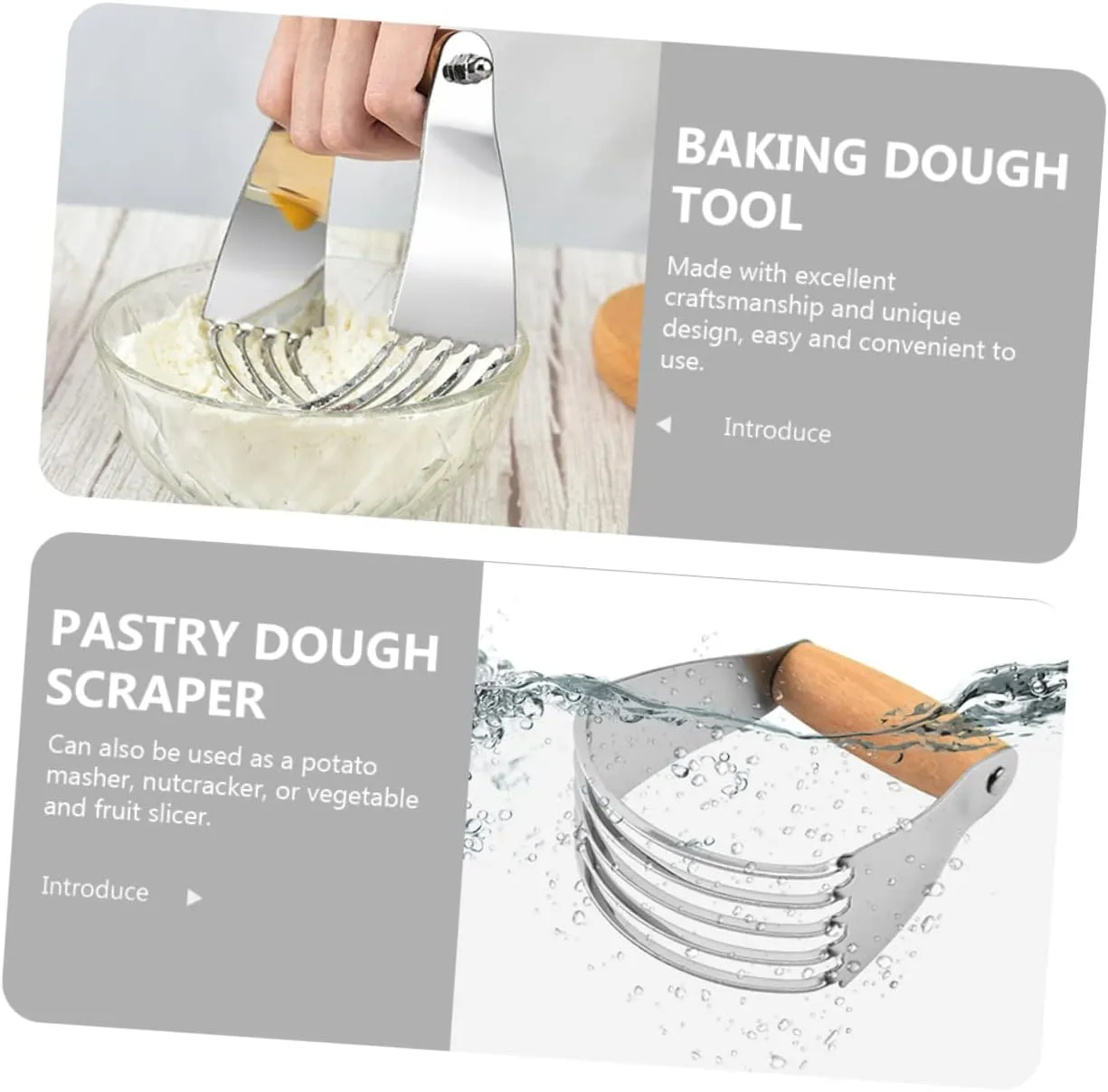 3pcs Flour Cutter Handle Reusable Scraper Kitchen Tool for Baking Pastry for Mixing and Blending Ingredients for Biscuits Cakes and Pies