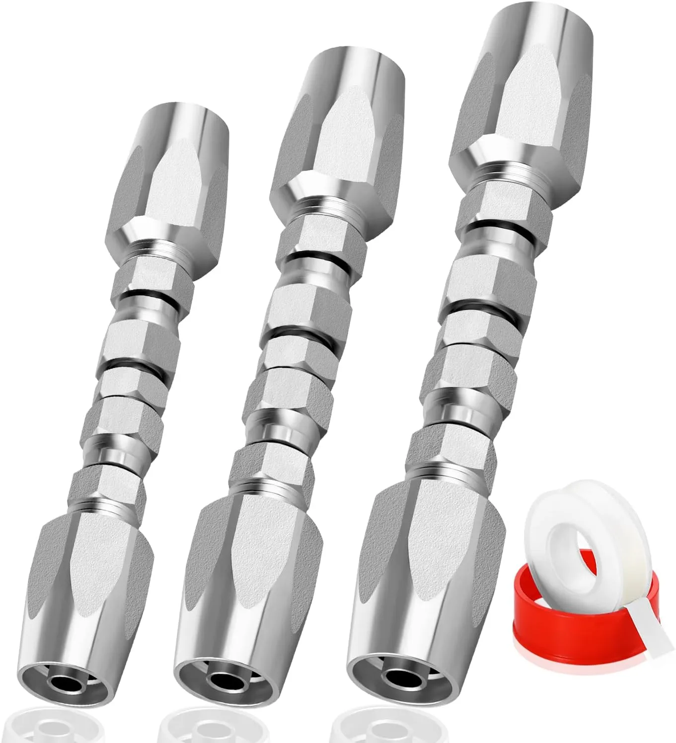 3pcs Hydraulic Hose Repair Kit, 1/4", 3/8", 1/2" Hydraulic Hose Field Repair Kit, Reusable Hydraulic Hose Repair Tool, Heavy Duty Galvanized Carbon Steel Hydraulic Hose Repair Fittings
