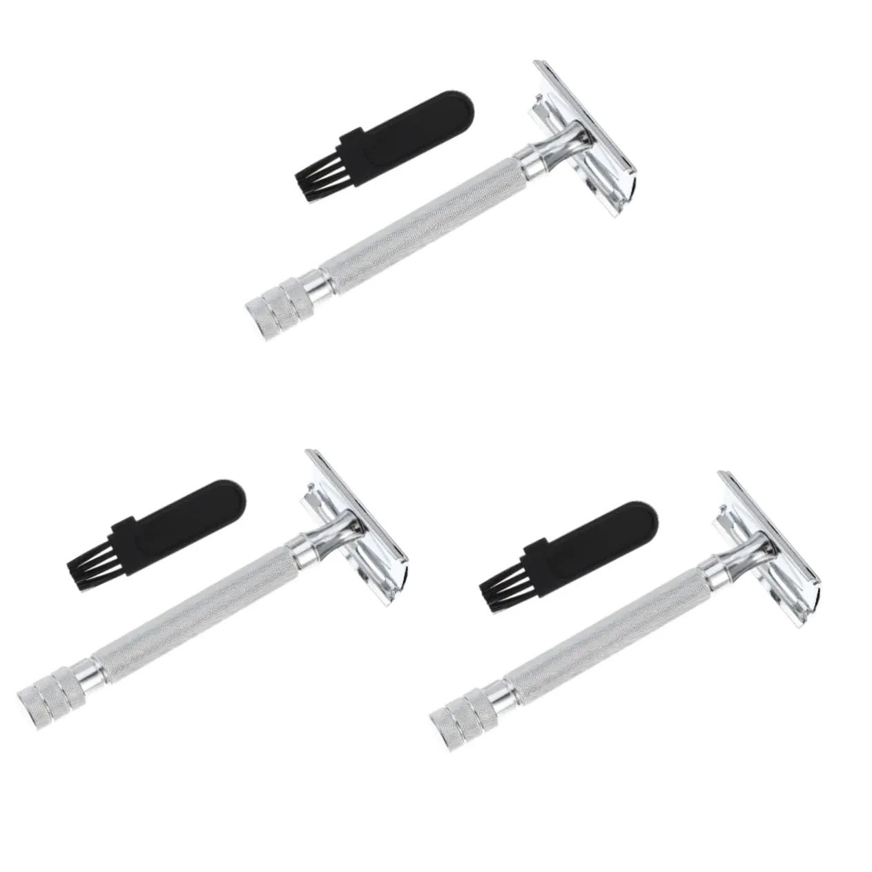 3pcs Manual Beard Shaver Safety Ergonomic Grip Shaving Tool for Easy Blade Replacement for Traditional Grooming