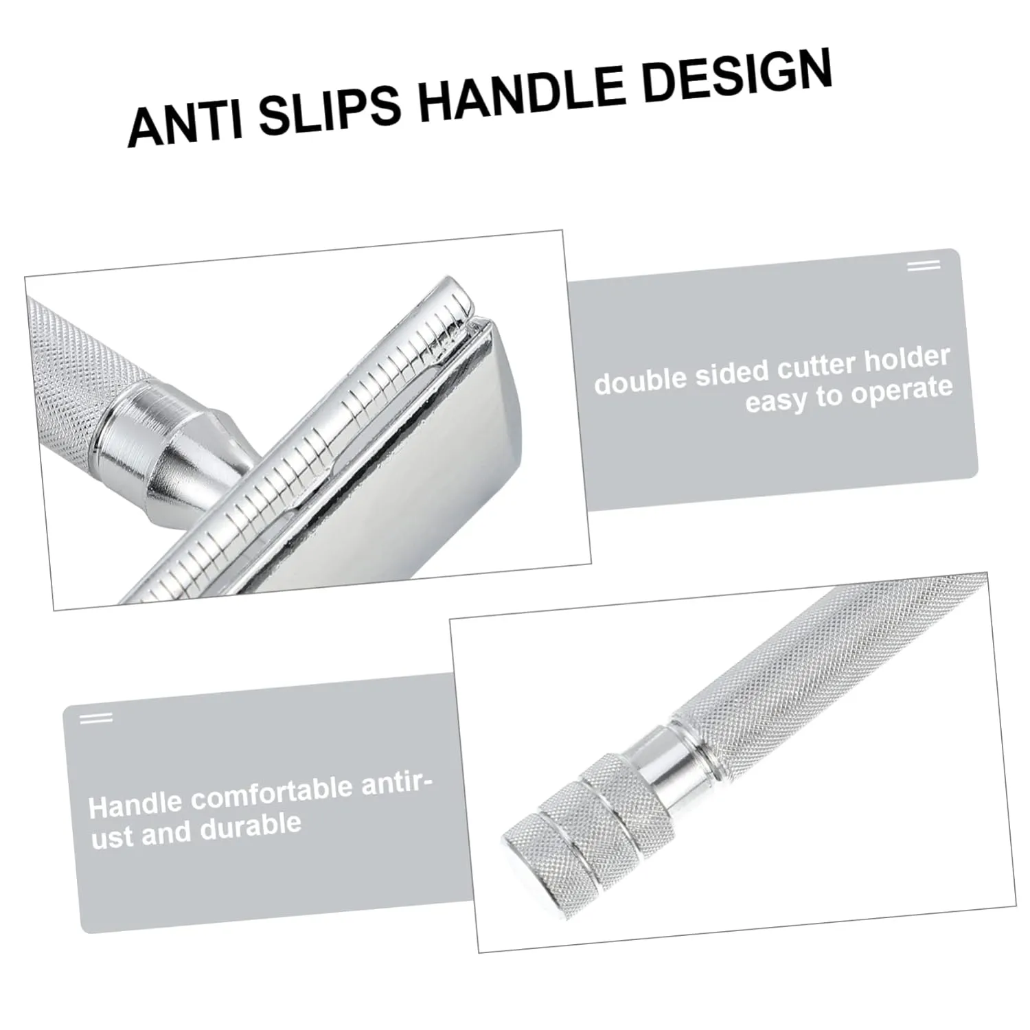 3pcs Manual Beard Shaver Safety Ergonomic Grip Shaving Tool for Easy Blade Replacement for Traditional Grooming
