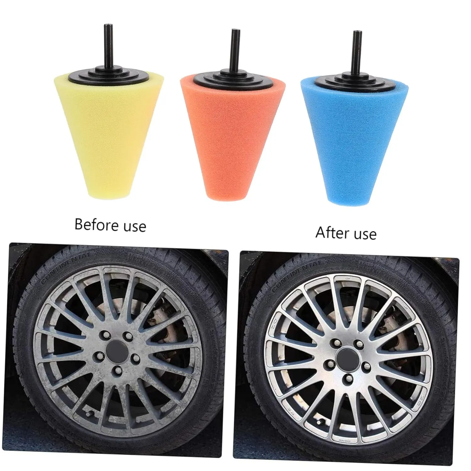 3sets Auto Wheel Polishing Sponge Pads Versatile Buffing Pads for Car Detailing Hard to Reach Areas Durable Reusable Drill Buffing Accessories 3pcs*3
