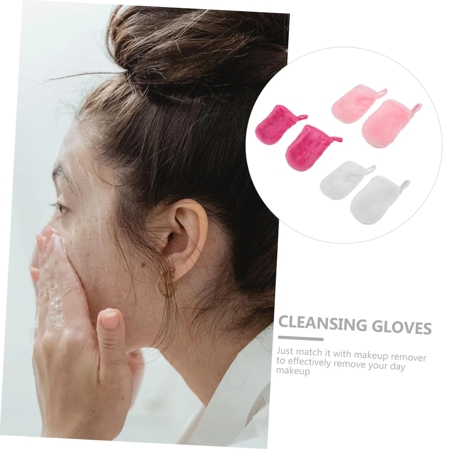 3sets Efficient Makeup Remover Gloves Soft Cleansing Beauty Towels Gentle Removal Skin Easy Hanging Stylish for Groups Cleansing Gloves Set 6pcs*3