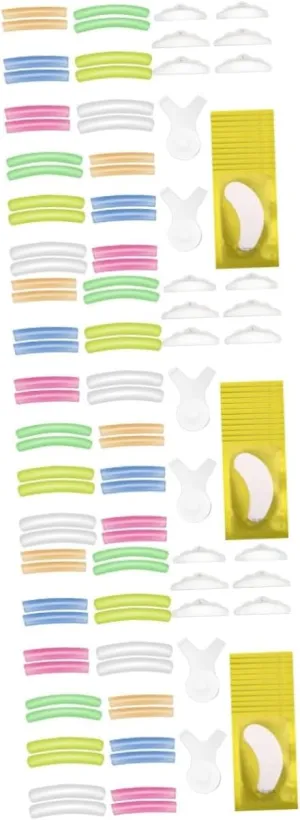 3sets Eyelash Perming Gaskets Rainbow Pads Curved Gaskets Comfortable Silicone Eyelash Curling Tools for All Eye Shapes Easy to Clean Reusable