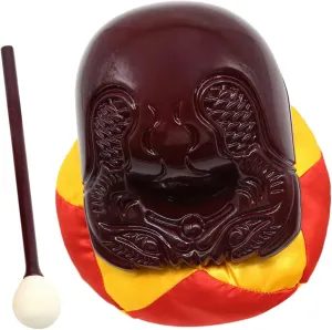 4 Inch Deep Wood Carving Muyu Drum Bell for Chanting Buddhist Percussion Boys and Girls Musical Toy Mokugyo Drum Set Wooden Knocker Stick