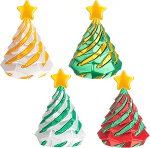 4 Pack 3D Printed Spiral-Shaped Christmas Tree, Printed Christmas Tree Spiral, Impossible Cone Fidget Toy for Relaxing, Christmas Tree Tabletop Ornaments for Home, Office, RV