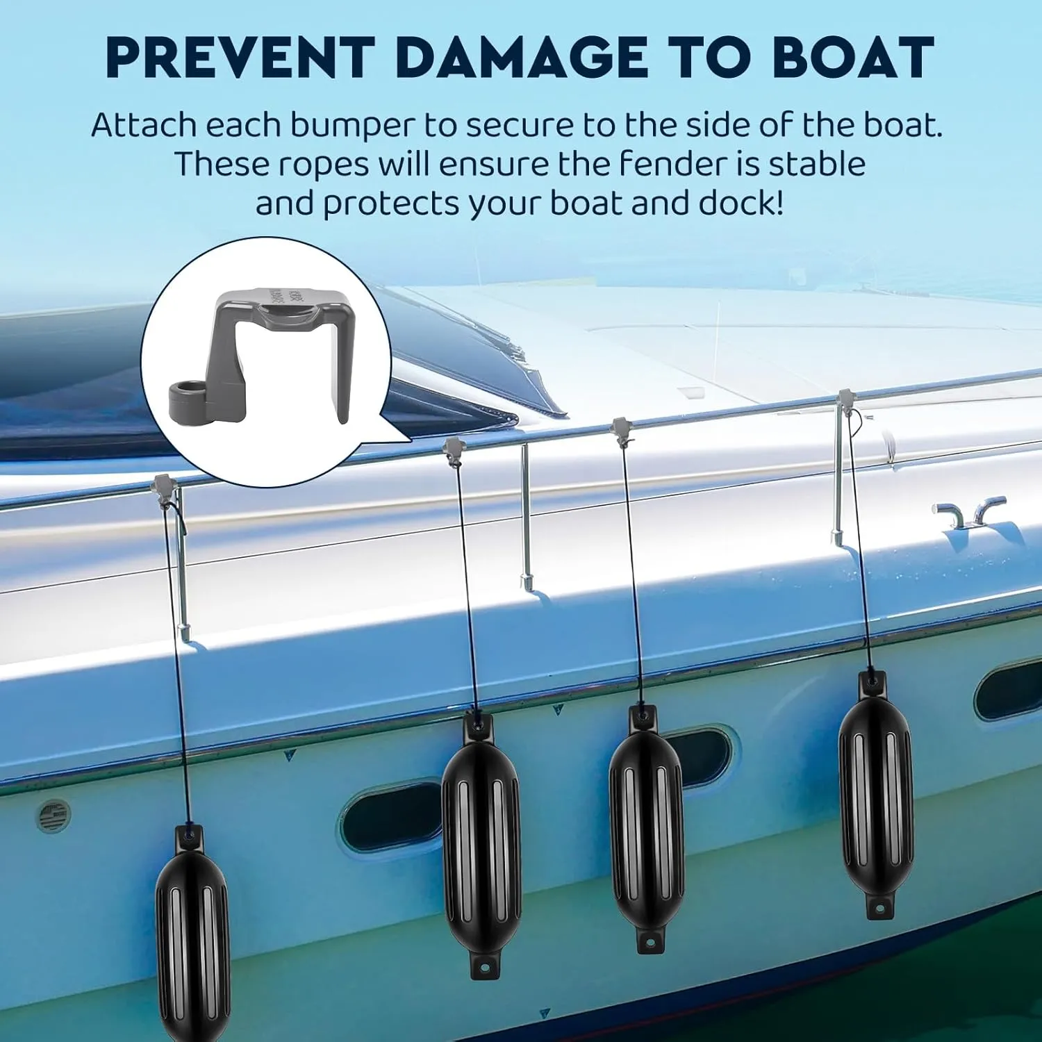 4 Pack Boat Bumper for Docking Inflatable Boat Fenders with 4 Boat Bumper Clips 4 Ropes 1 Pump and 4 Needles for Buoy Pontoon Boat Marina Dock Protector