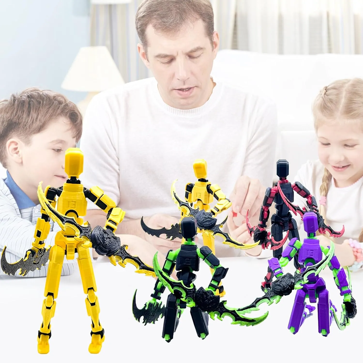 4 Packs (Assembly Completed) T13 Action Figure Set,Titan 13 Robot Movable Action Figure,3D Printed 13 Action Figure Articulated,Full Body Mechanical Doll,Christmas Birthday Gift for Kids Adult