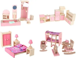 4 Set Dollhouse Furniture Kid Toy Bathroom Kid Room Bedroom Kitchen Set