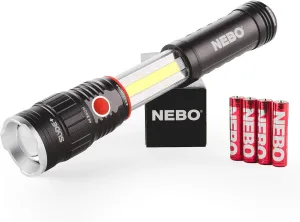 400-Lumen Handheld Work Light Flashlight: Chip on Board (COB) Technology; Red Light Mode and Red Flashing Light Mode; 4x Adjustable Zoom with Magnetic Base - NEBO Slyde  400 Gray- 6783