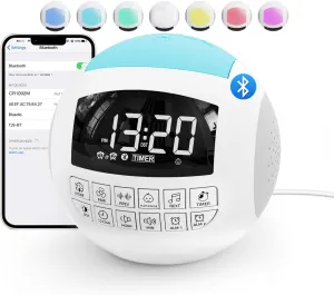 42 Sound White Noise Machine for Kids Adult Baby Sleeping   Bluetooth   Nightlight, Lullaby/Nature Soothing Sounds, 2 Alarm Clock for Bedroom Home, Adjustable Volume, 15-480 Timer, USB & AC Powered…