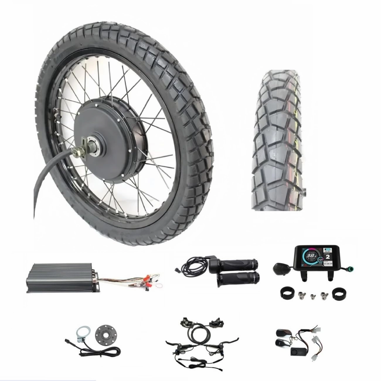 48V-72V 3000-8000W Ebike 17" 18" 19" 21" Motorcycle Rear Wheel Conversion Kit with 3.5T /5T 155mm QS Hub Motor (5T Motorwheel Kits, 17 Inch All Terrain)