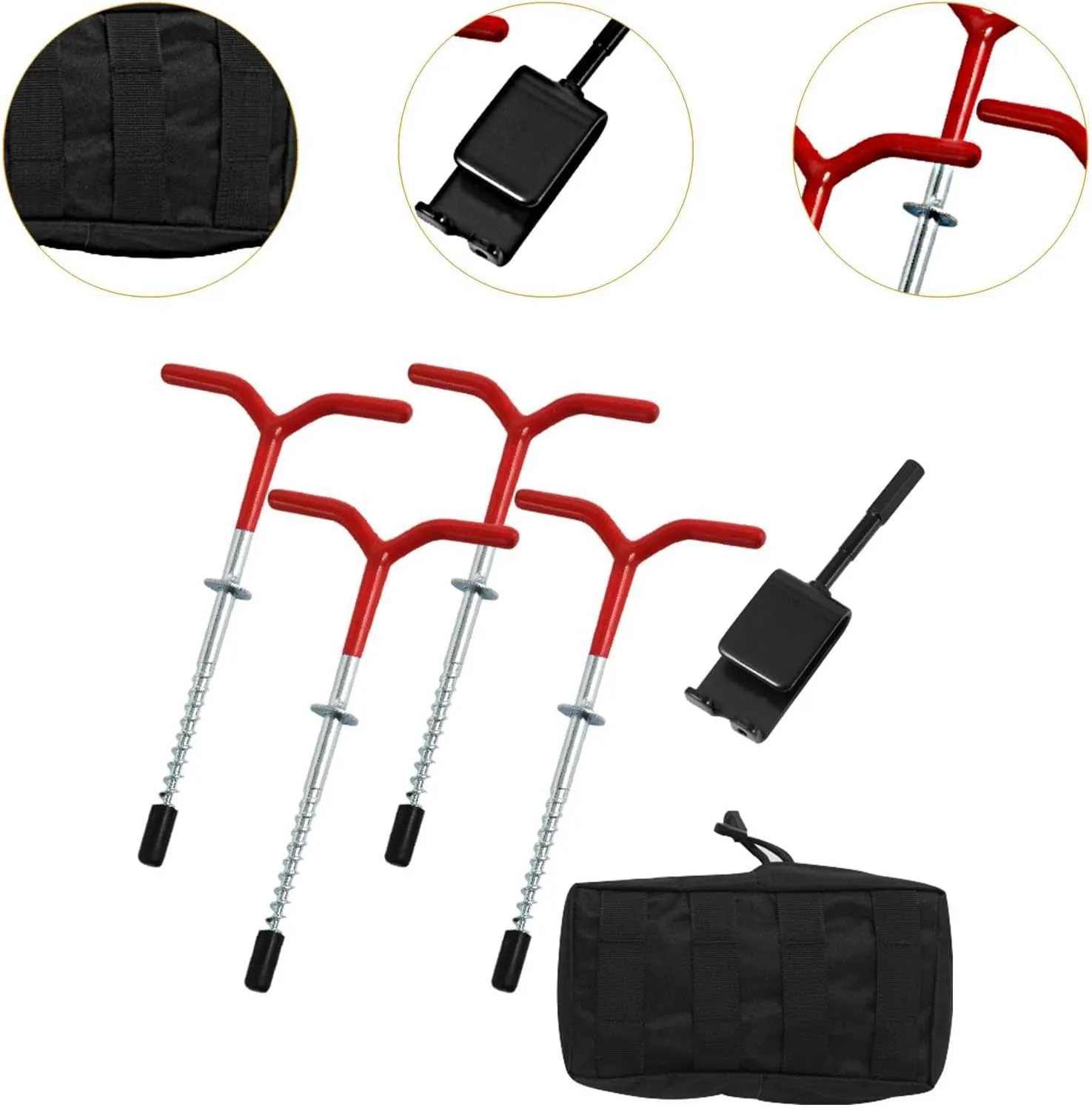 4Pcs Ice Anchor Drill Adapter Ice Fishing Anchors Accessories Sturdy Threaded Tent Pegs Shelter Anchors Fishing Anchor Tool