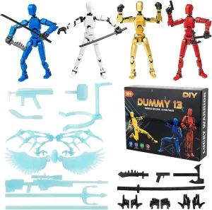 4PCS T13 Titan Action Figure, Robo 13 for Collectors - Multi Movable Joints Toys (Golden, White, Red, Blue)