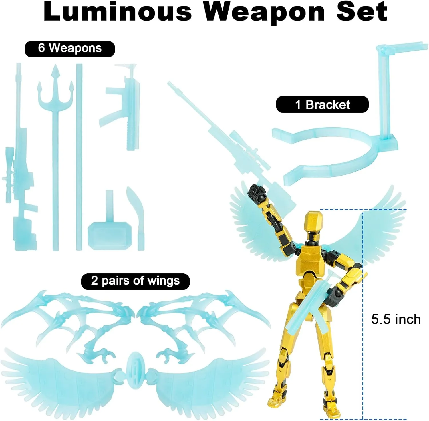 4PCS T13 Titan Action Figure, Robo 13 for Collectors - Multi Movable Joints Toys (Golden, White, Red, Blue)