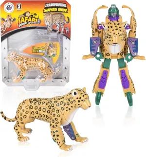 4" Leopard Jungle Animal Toy Small – Transforming Action Figure – Changes from a Detailed Animal Toy to a Unique Robot Toy in Seconds – Great Gift for Both Girls and Boys (4" Leopard)