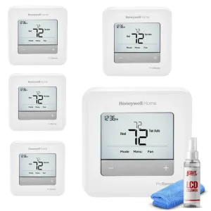 5-Pack Honeywell T4 Pro Series Programmable Thermostat TH4110U2005   LCD Cleaner Bundle