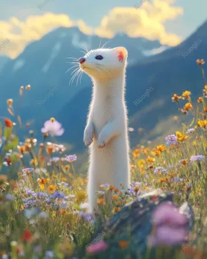 500 Piece Jigsaw Puzzle for Adults Vintage Stoat in a Mountain Meadow Vibrant Colors, Soft Fur, Alpine Scenery Challenging and Fun Puzzle Game Puzzle Family Game Night Gift
