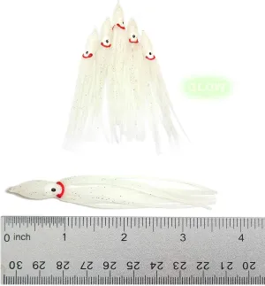 50pcs Fish WOW!® 3.5" Squid Skirts 9cm Octopus Hoochies Fishing Soft Lure - Glow in The Dark