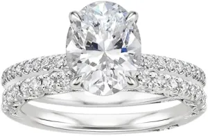 5.2 CT Oval Cut Colorless Moissanite Engagement Ring Set, Tacori Wedding/Bridal Sets, 925 Sterling Silver, Anniversary Ring Pave Set, for Women, 10K/14K/18K/22K Gold